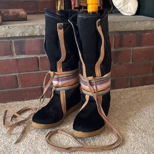 Tecnica Black and Brown Winter Boots with Colorful Stripes